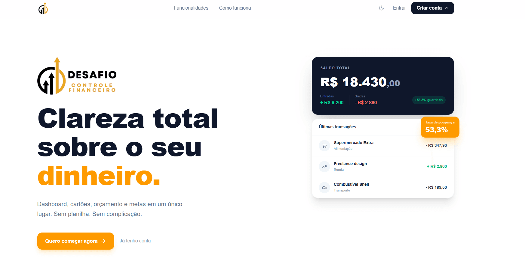 Preview do projeto Dashboard Financeiro